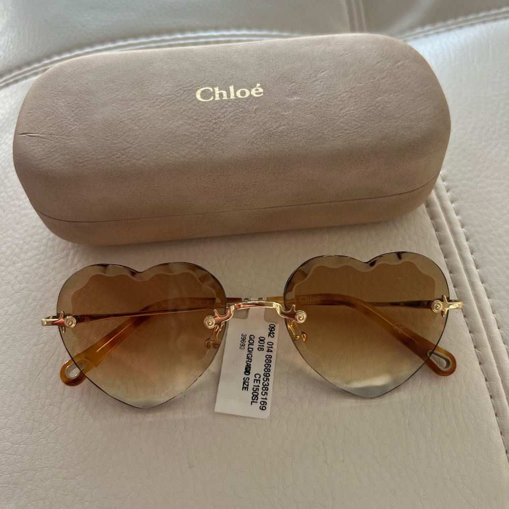 Chloe’ Heart Shaped Rimless Sunglasses